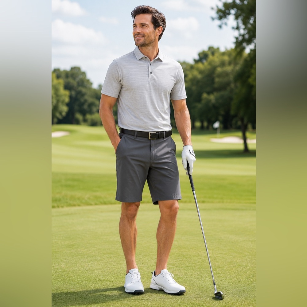 Grand Slam Golf Men's Gray Performance Dress Athletic Shorts